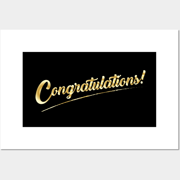 Congratulations! Gold Lettering Holiday Calligraphy Design Wall Art by sofiartmedia